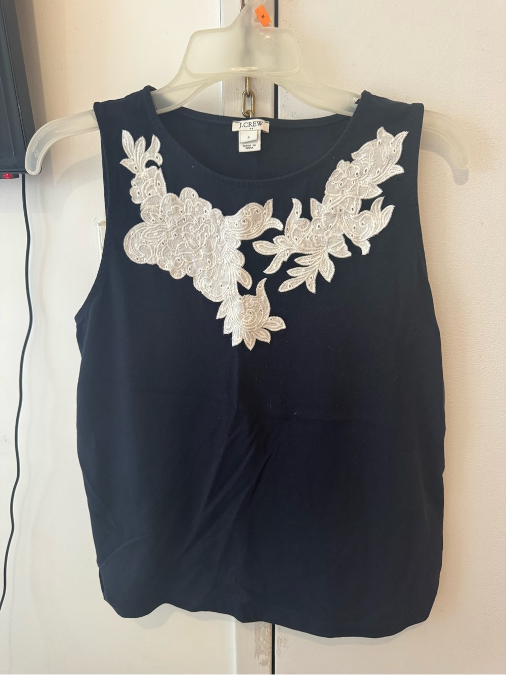 J.Crew Navy Floral Decal Blouse Tank Navy